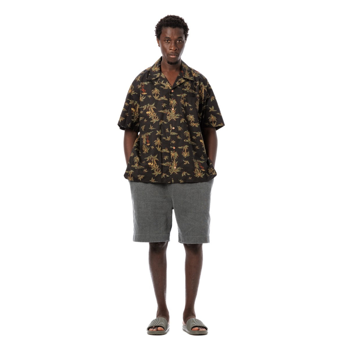 Sandinista Open Collar S/S Shirt サンディニスタ オープンカラー ショートスリーブ シャツ 60425SU06-TP【メンズ 半袖開衿シャツ 総柄 ワイドシルエット 25SS】