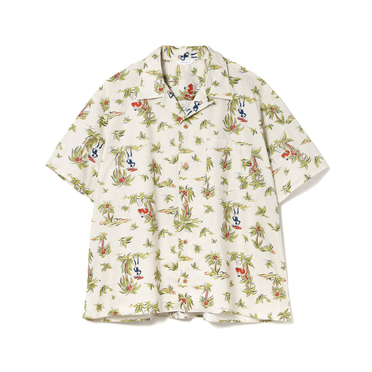 Sandinista Open Collar S/S Shirt サンディニスタ オープンカラー ショートスリーブ シャツ 60425SU06-TP【メンズ 半袖開衿シャツ 総柄 ワイドシルエット 25SS】