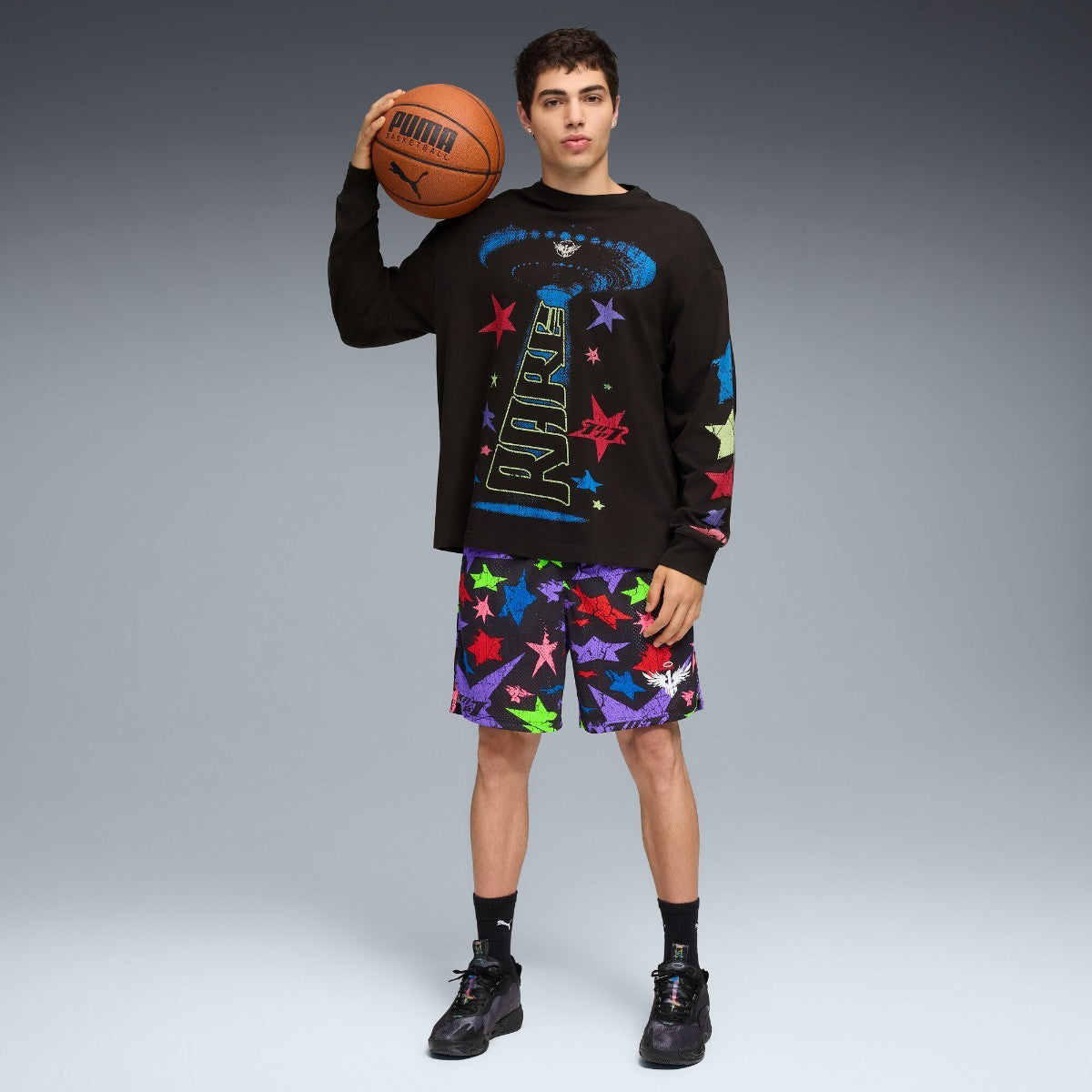PUMA LAMELO STAR VISION AOP 7INCH SHORTS プーマ ラメロ スター ビジョン AOP 7インチ ショーツ 632436【メンズ ハーフパンツ オーバーサイズ メッシュ 25FW】
