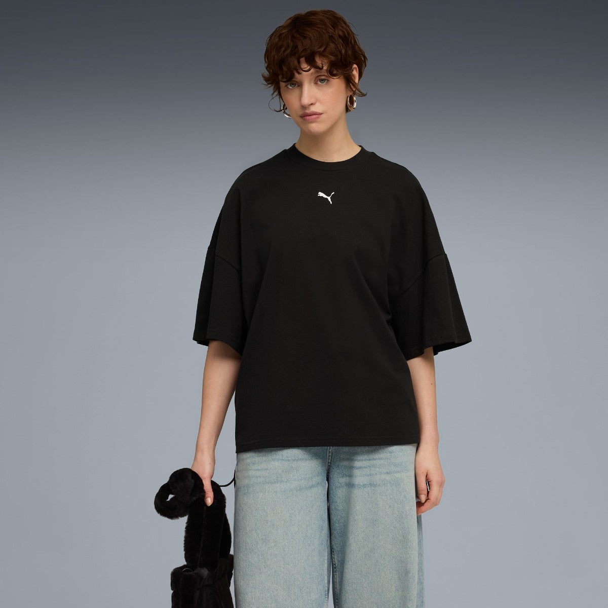 PUMA DARE TO OVERSIZED RUCHED TEE プーマ DARE TO オーバーサイズド ルーシュド Tシャツ 633968【レディース クルーネックTシャツ 半袖 オーバーサイズ カジュアル ジャージー素材 25FW】