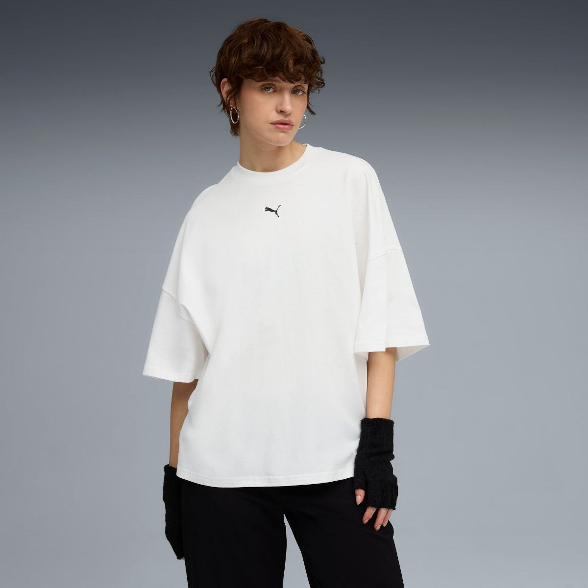 PUMA DARE TO OVERSIZED RUCHED TEE プーマ DARE TO オーバーサイズド ルーシュド Tシャツ 633968【レディース クルーネックTシャツ 半袖 オーバーサイズ カジュアル ジャージー素材 25FW】