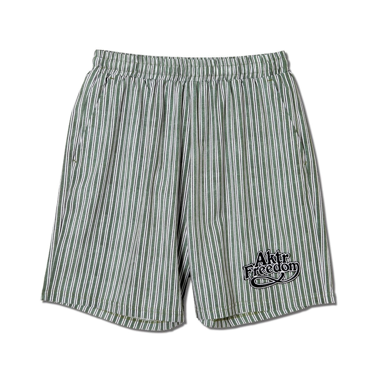 AKTR FREEDOM STRIPE 5.5-IN SHRT WD PNTS アクター フリーダム ストライプ 5.5インチ ショート ワイド パンツ 225-030002【メンズ ハーフパンツ ストライプ ロゴ ワイドシルエット 25FW】