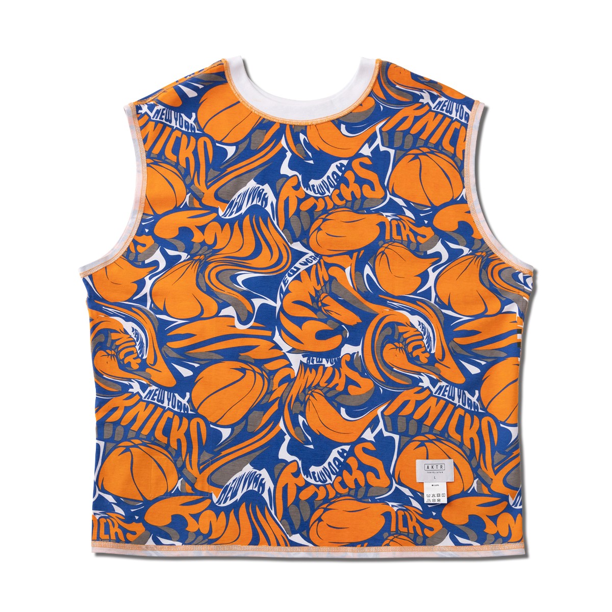 AKTR NBAxAKTR OVERSIZE 4WAY SLEEVELESS TEE NYK アクター NBAxAKTR オーバーサイズ 4WAY スリーブレスTシャツ NYK 225-047005【メンズ ノースリーブ リバーシブル チームロゴ プリント 25SS】