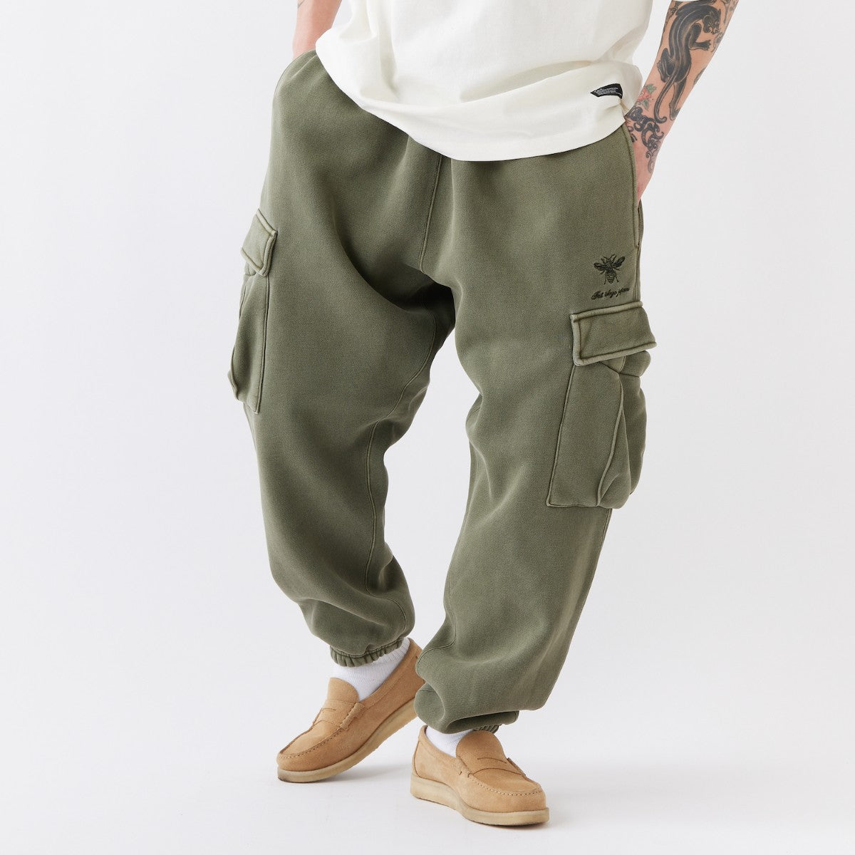 FAT FADEMENT.CARGO エフエイティー フェイドメント.カーゴ F32520-PN17【メンズ カーゴパンツ スウェット 刺繍 裏毛 セットアップ可 25FW】