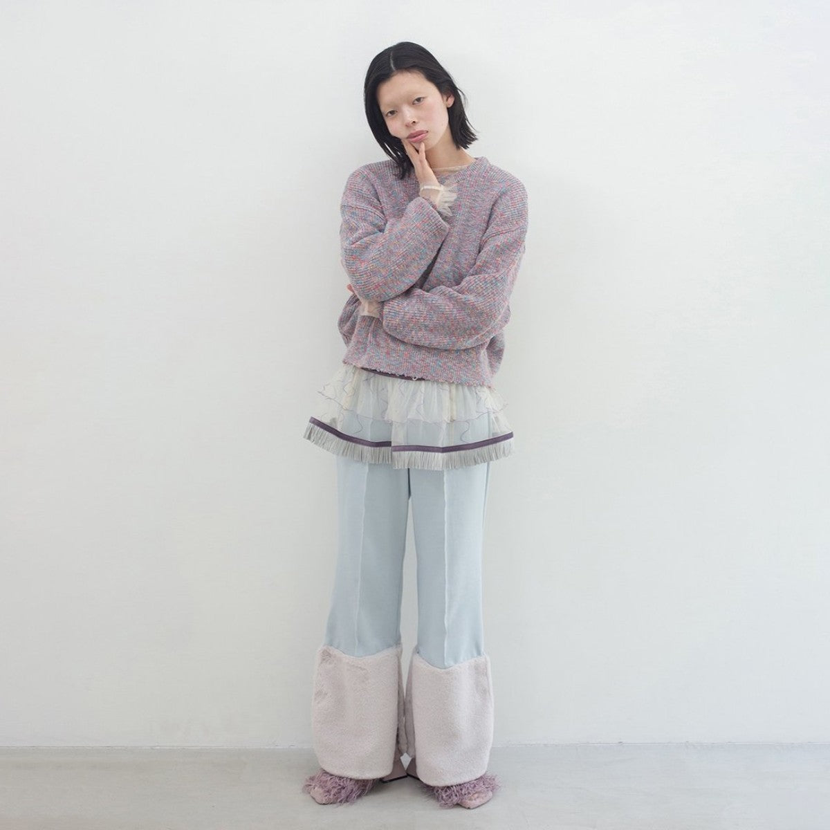 PoI Tulle collar skirt ポィ チュール カラー スカート 252-AA15【レディース チュール ミニスカート 付け襟 レイヤード 重ね着 25FW】