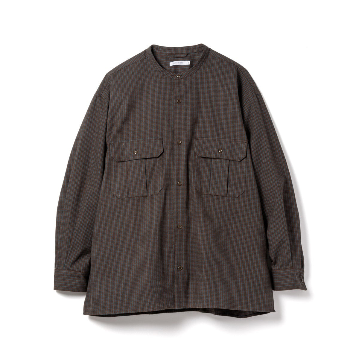 Sandinista Band Collar Oversized Check Shirt 60425WA04-TP