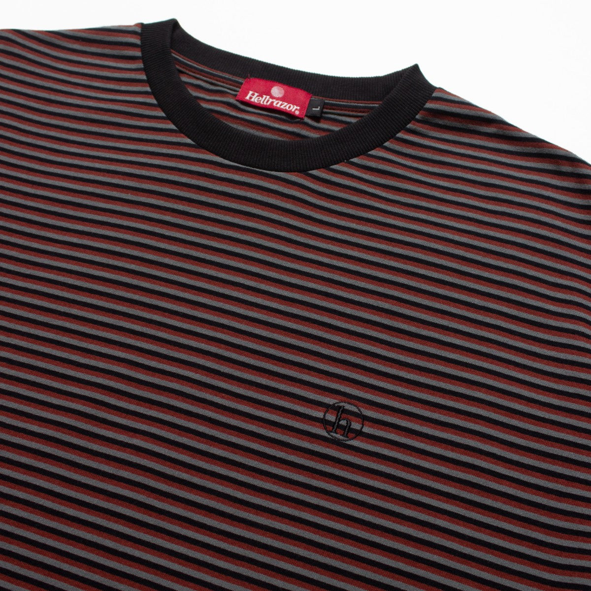 Hellrazor H STRIPED SHIRT ヘルレイザー H ストライプ シャツ 01125SPQS5301【メンズ 半袖Tシャツ ボーダー クルーネック 25FW】