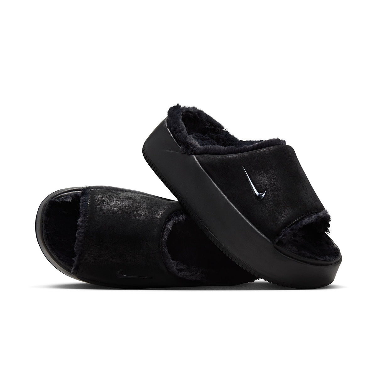 NIKE Calm Elevation Fur ナイキ ウィメンズカーム エレベーション ファー HV8560-001【レディース スライドサンダル 厚底 ボリュームソール 25FW】
