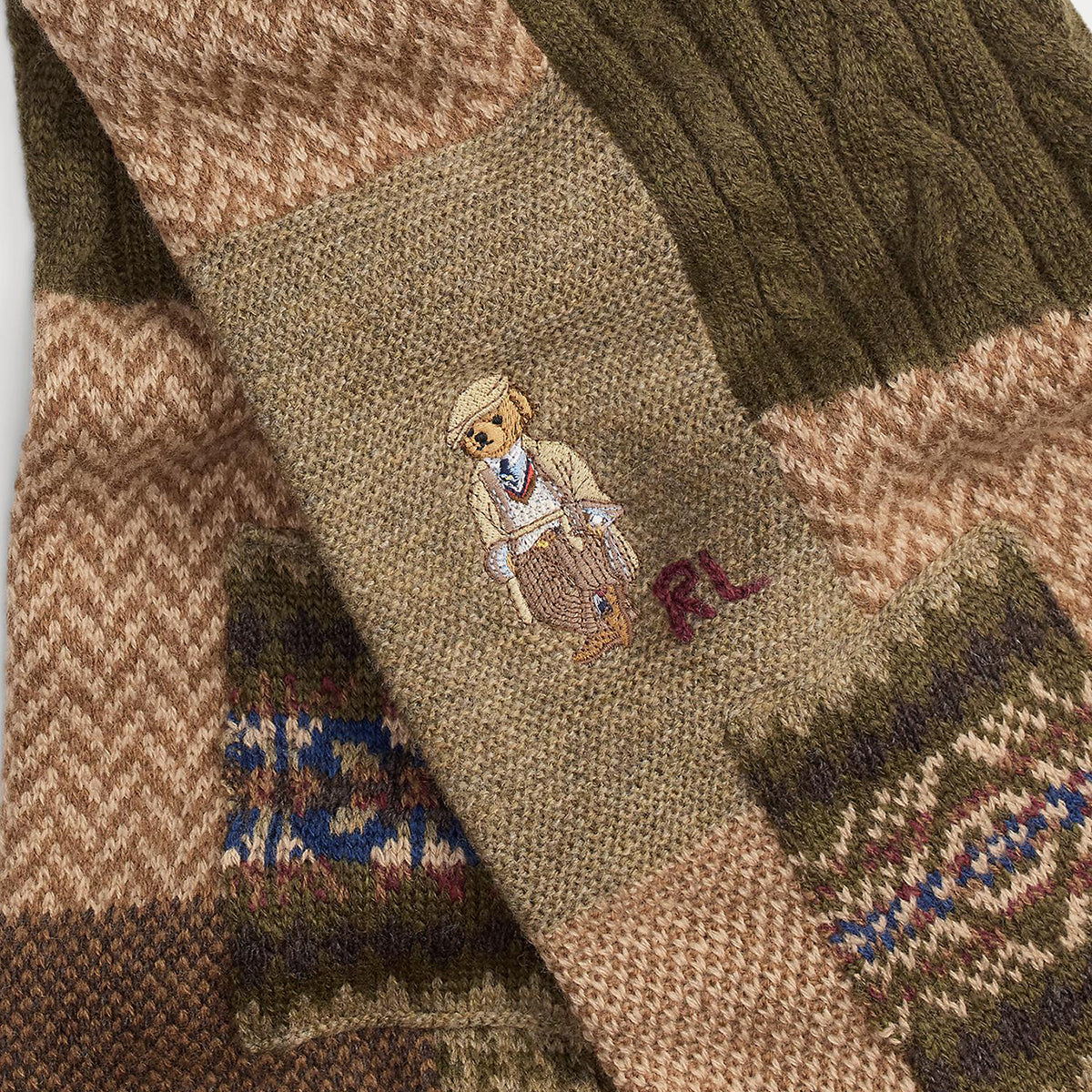 POLO RALPH LAUREN CHARLES BEAR PATCHWORK SCARF ポロ ラルフ ローレン チャールズ ベア パッチワーク スカーフ MAPOHGS0J321036200【メンズ マフラー ニットパッチワーク 25FW】