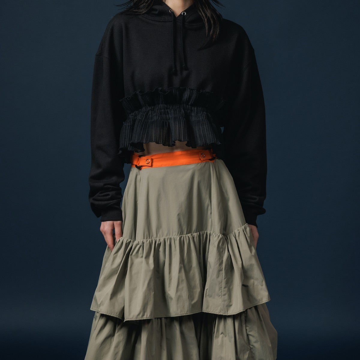 NON TOKYO NYLON TIEREDSKIRT ノントーキョー ナイロン ティアードスカート NON-25A-0802【レディース ロングスカート ギャザースカート ナイロン素材 撥水 25FW】