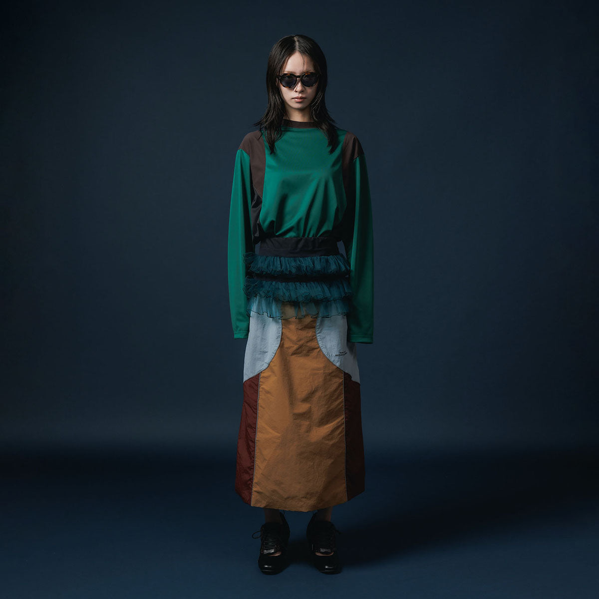 NON TOKYO SWITCHING NYLON SKIRT ノントーキョー スイッチングナイロンスカート NON-25A-0909【レディース ナイロンスカート リフレクター反射 メッシュ裏地 25FW】