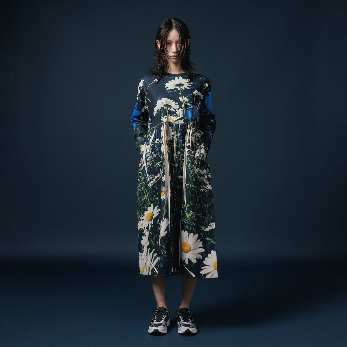 NON TOKYO DIRECT PRINT RIB GATHER O/P ノントーキョー ダイレクトプリントリブギャザーワンピース NON-25A-0920【レディース ストレッチ性 ポリエステル素材 イージーケア 転写フォトプリント 25FW】