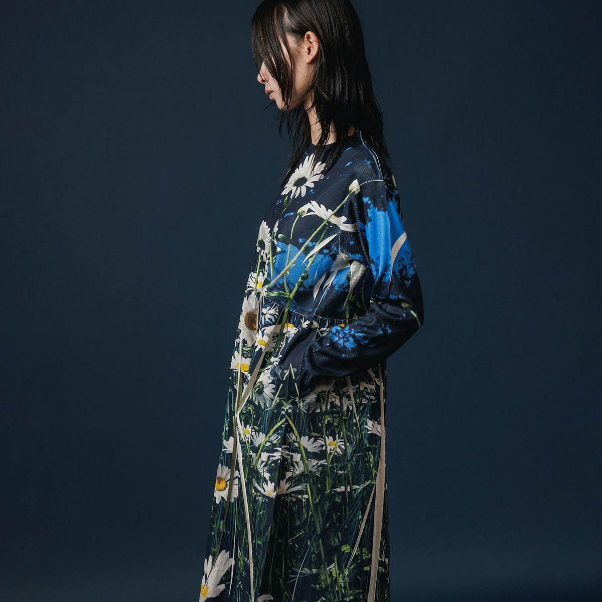 NON TOKYO DIRECT PRINT RIB GATHER O/P ノントーキョー ダイレクトプリントリブギャザーワンピース NON-25A-0920【レディース ストレッチ性 ポリエステル素材 イージーケア 転写フォトプリント 25FW】