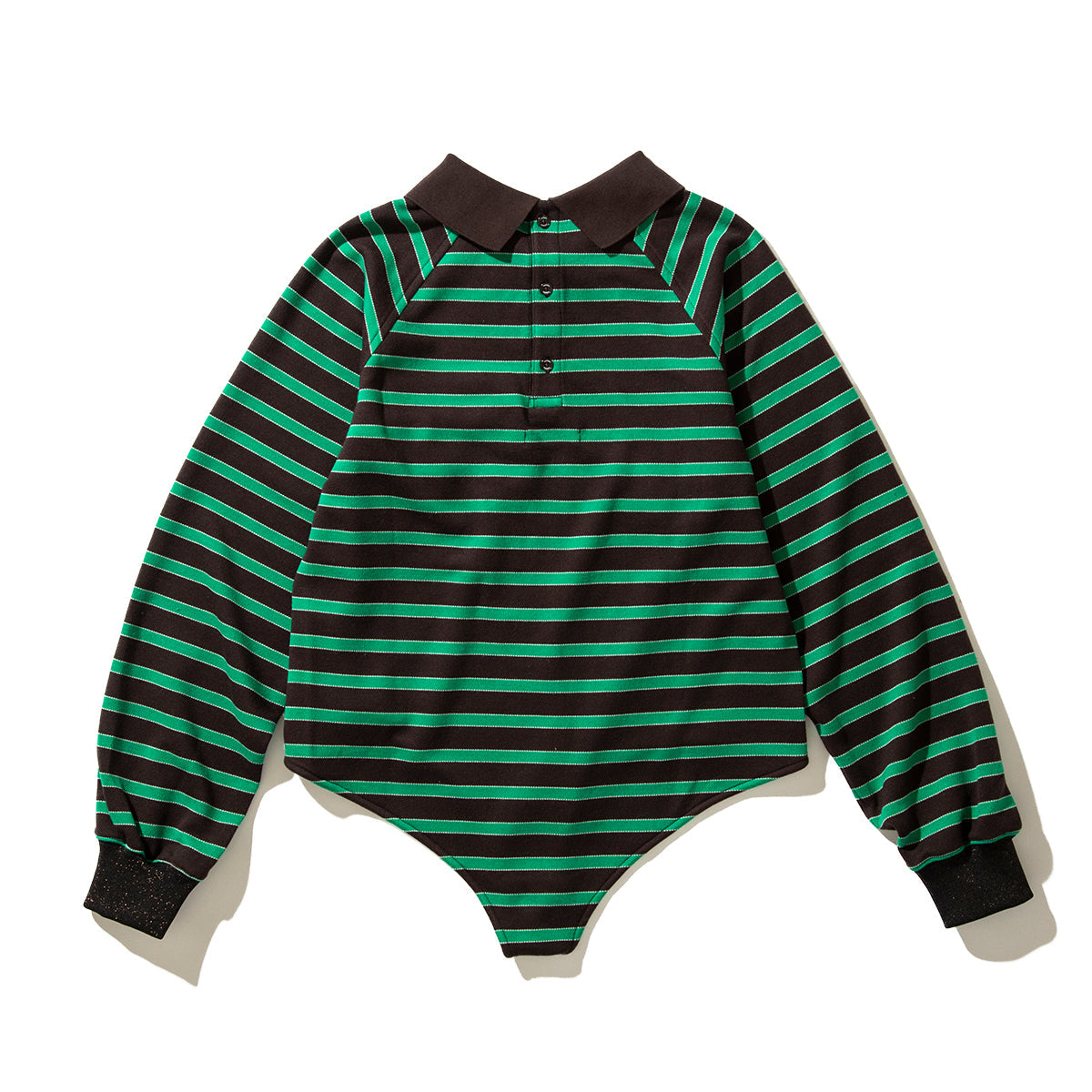 NON TOKYO BORDER POLO SHIRT ノントーキョー ボーダーポロシャツ NON-25A-0928【レディース ボディスーツモチーフ プルオーバー 股止め付き ボーダー 25FW】