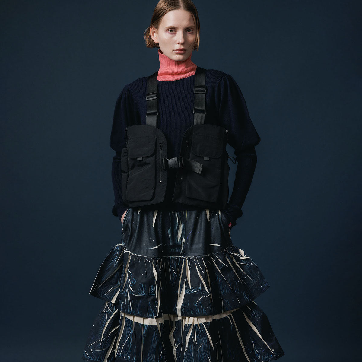 NON TOKYO PUFFSLEEVE KNIT ノントーキョー パフスリーブニット NON-25A-1013【レディース ハイネック バイカラー パフスリーブ 25FW】