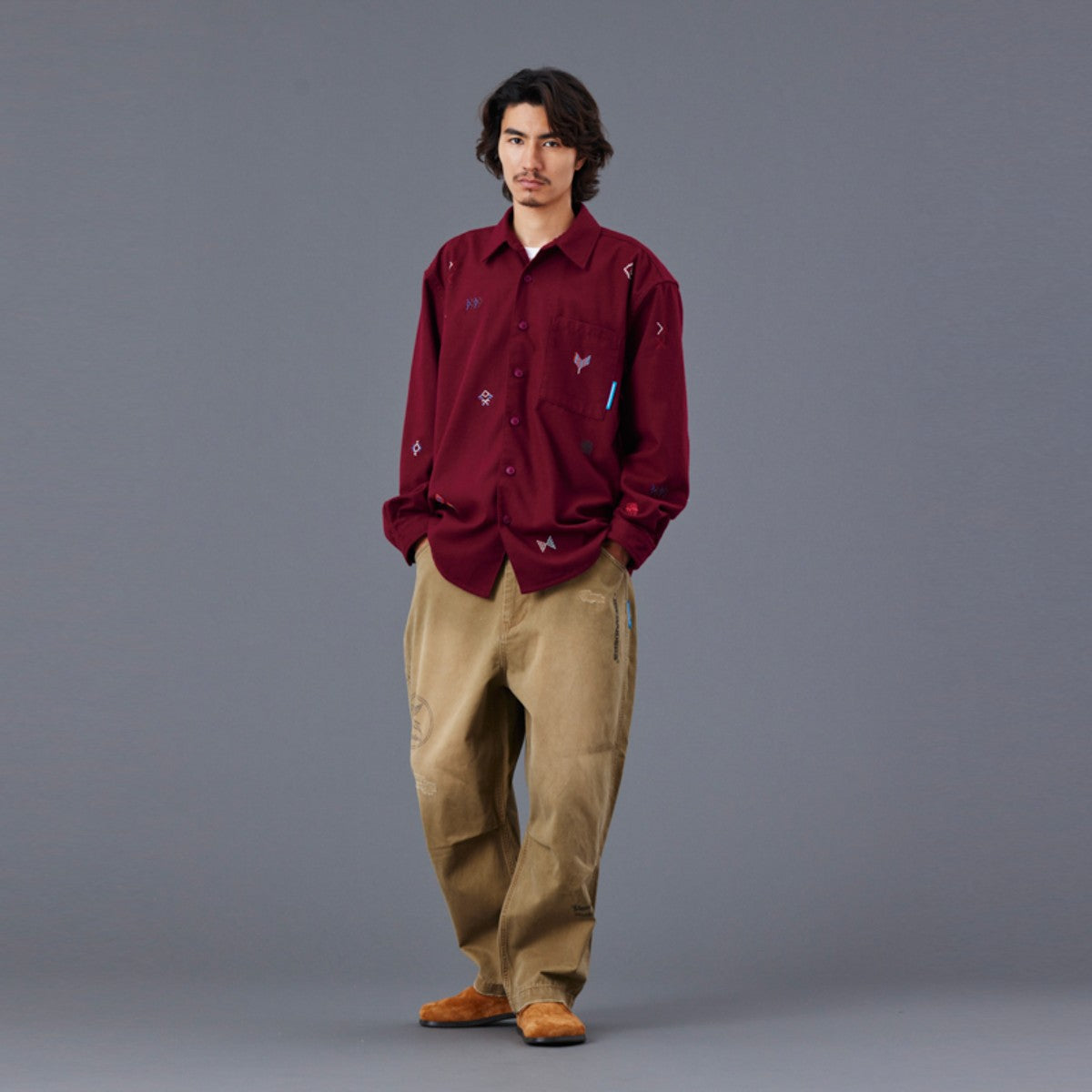 Liberaiders TIFINAGH EMBROIDERY FLANNEL SHIRT リベレイダース ティフィナグ エンブロイダリー フランネル シャツ 77101【メンズ フランネルシャツ 刺繍シャツ ティフィナグ 民族調 ユーズド加工 25FW】