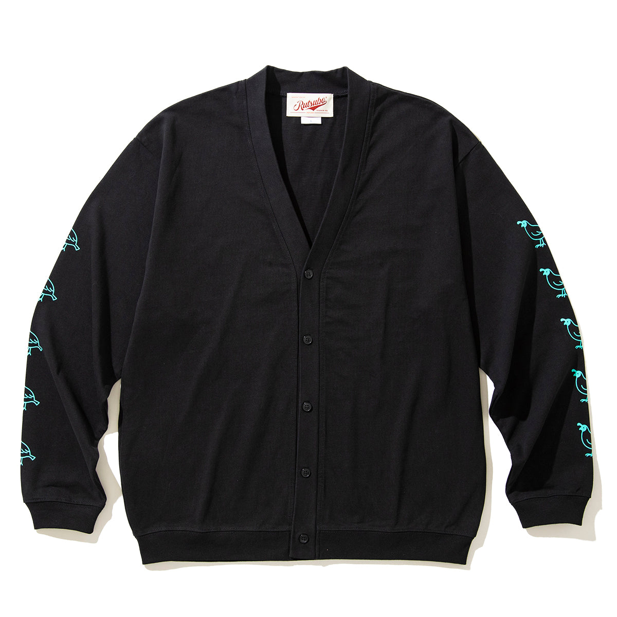 坩堝 California quail Cardigan (RUTSUBO×YU SUDA) RUTSUBO カリフォルニア クエイル カーディガン R25FA-SUDA-KN【メンズ アーティスト カーディガン シルクスクリーン バックプリント コラボ 25FW】