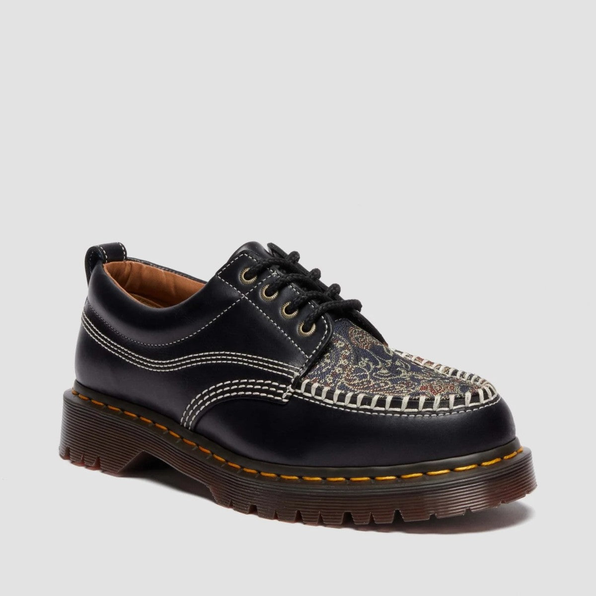 Dr. MARTENS LOWELL 4 HOLE SHOE ドクターマーチン LOWELL 4 ホール シューズ DM-41613001-BK【メンズ シューズ レースアップ モックトゥ レザーソール ジャカード 25FW】