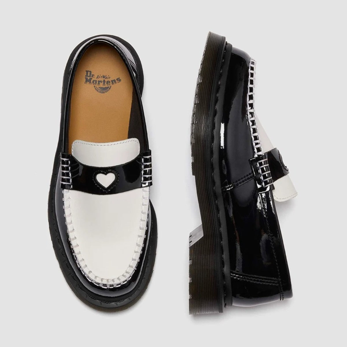 Dr. MARTENS PENTON HEART LOAFER SHOE ドクターマーチン PENTON HEART ローファー シューズ DM-41676001-BKWH【レディース ローファー ペントン ツートン モックトゥ レザー 25FW】