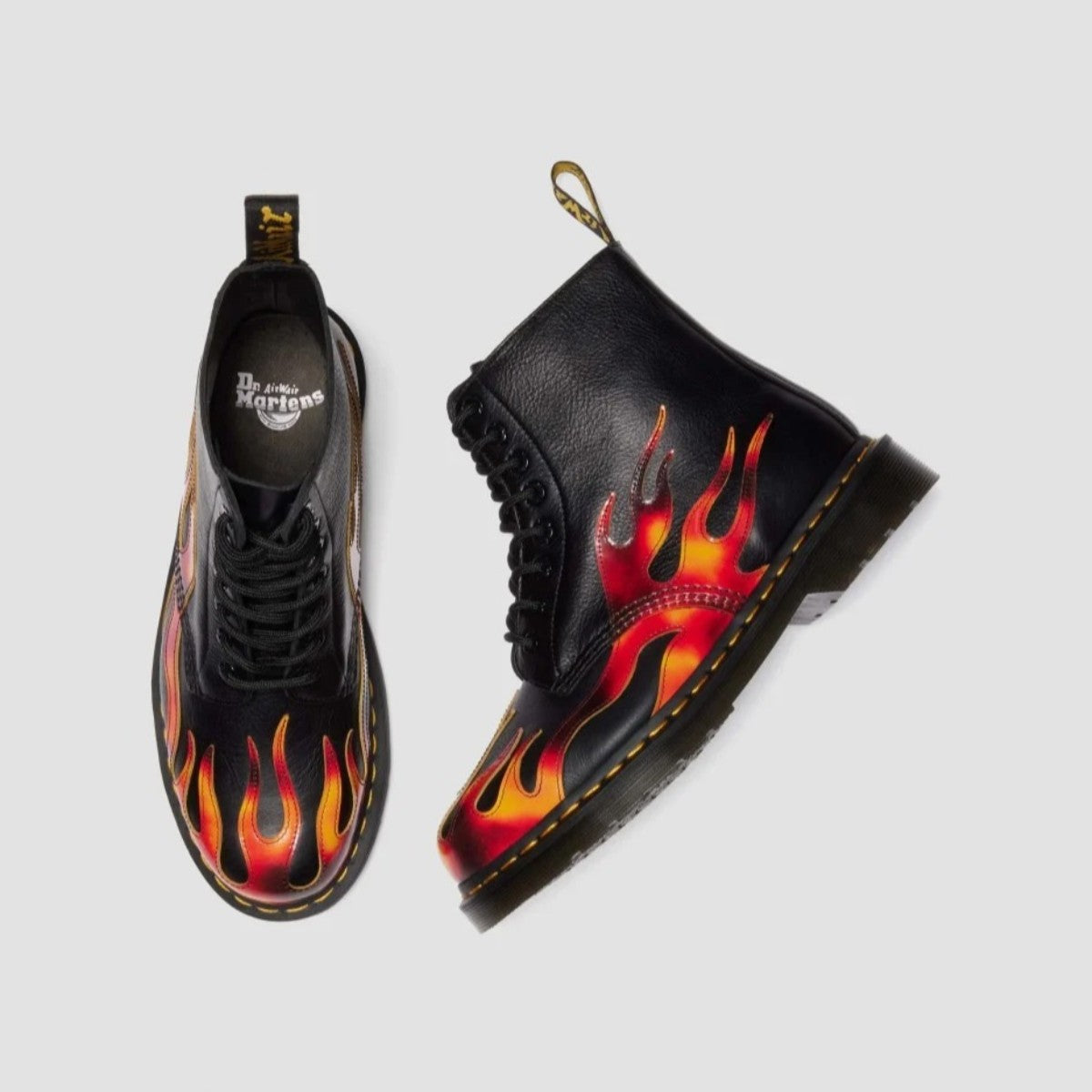 Dr. MARTENS 1460 PASCAL FLAME 8 HOLE BOOT ドクターマーチン 1460 PASCAL FLAME 8 ホール ブーツ DM41517001-BKRED【メンズ 8ホール ブーツ フレーム レザー DMSソール 25FW】