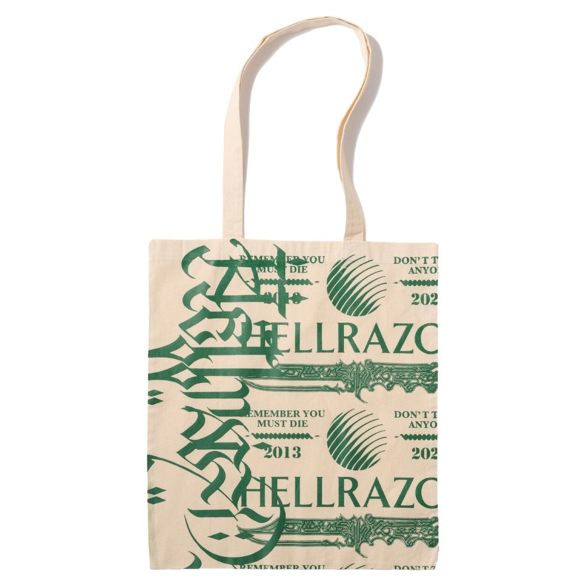 Hellrazor LETTER TOTE BAG ヘルレイザー レター トートバッグ 01125SPZYS0803【メンズ 鞄 トートバッグ グラフィック ロゴ 25FW】