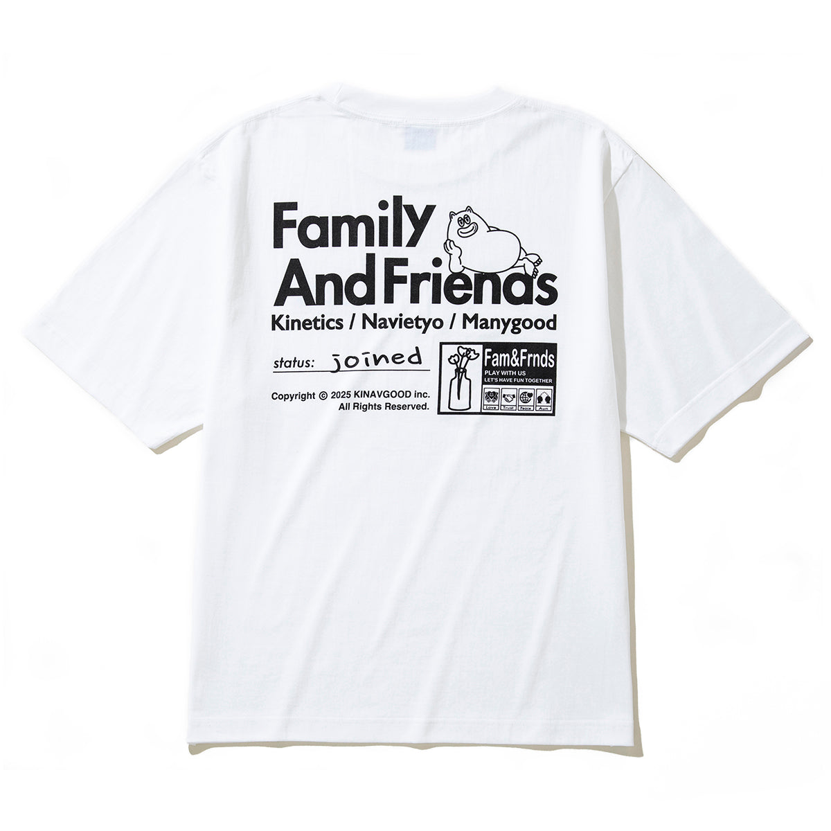 NAVIETOKYO Kinetics x NAVIETOKYO x MANY GOOD F&F s/s ネイビートーキョー ファミリー&フレンズ ショートスリーブ Tシャツ NVTK-MNGD-02【メンズ Tシャツ 半袖 ロゴ グラフィック コラボ 25FW】
