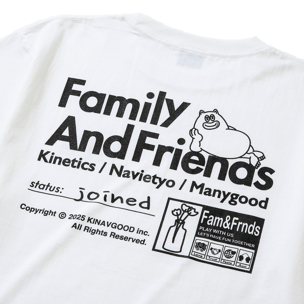 NAVIETOKYO Kinetics x NAVIETOKYO x MANY GOOD F&F s/s ネイビートーキョー ファミリー&フレンズ ショートスリーブ Tシャツ NVTK-MNGD-02【メンズ Tシャツ 半袖 ロゴ グラフィック コラボ 25FW】