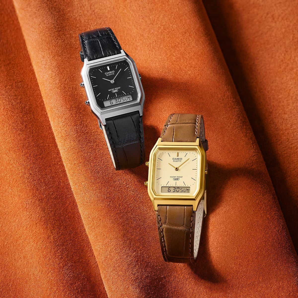 CASIO AQ-230EGL-9AJF カシオ AQ-230EGL-9AJF AQ-230EGL-9AJF【メンズ デジタル アナログ 腕時計 レトロ 本革 レザーバンド 25FW】