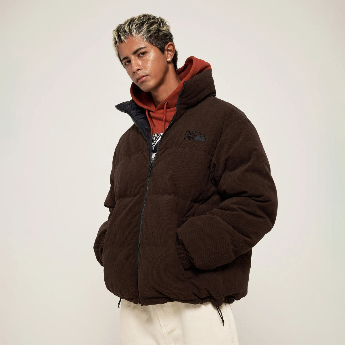 FIRST DOWN BUBBLE DOWN JKT CORDUROY ファーストダウン バブルダウンジャケット コーデュロイ F942032【メンズ ダウンジャケット コーデュロイ リバーシブル 保温性 軽量 25FW】