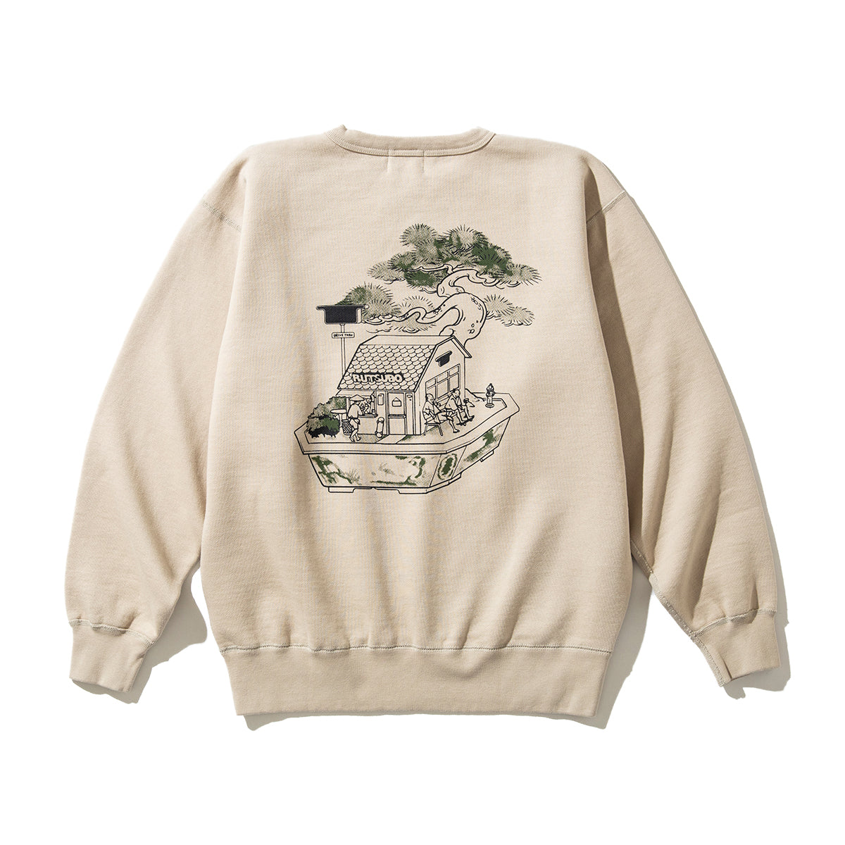 坩堝 BONSAI CREW SWEAT (RUTSUBO×YU SUDA) RUTSUBO ボンサイ クルー スウェット R25HO-SUDA-PF2【メンズ クルースウェット 肉厚 裏起毛 グラフィックプリント 90年代 25FW】