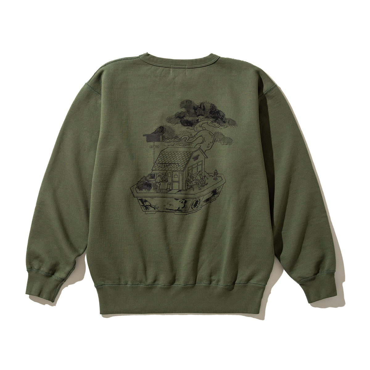 坩堝 BONSAI CREW SWEAT (RUTSUBO×YU SUDA) RUTSUBO ボンサイ クルー スウェット R25HO-SUDA-PF2【メンズ クルースウェット 肉厚 裏起毛 グラフィックプリント 90年代 25FW】