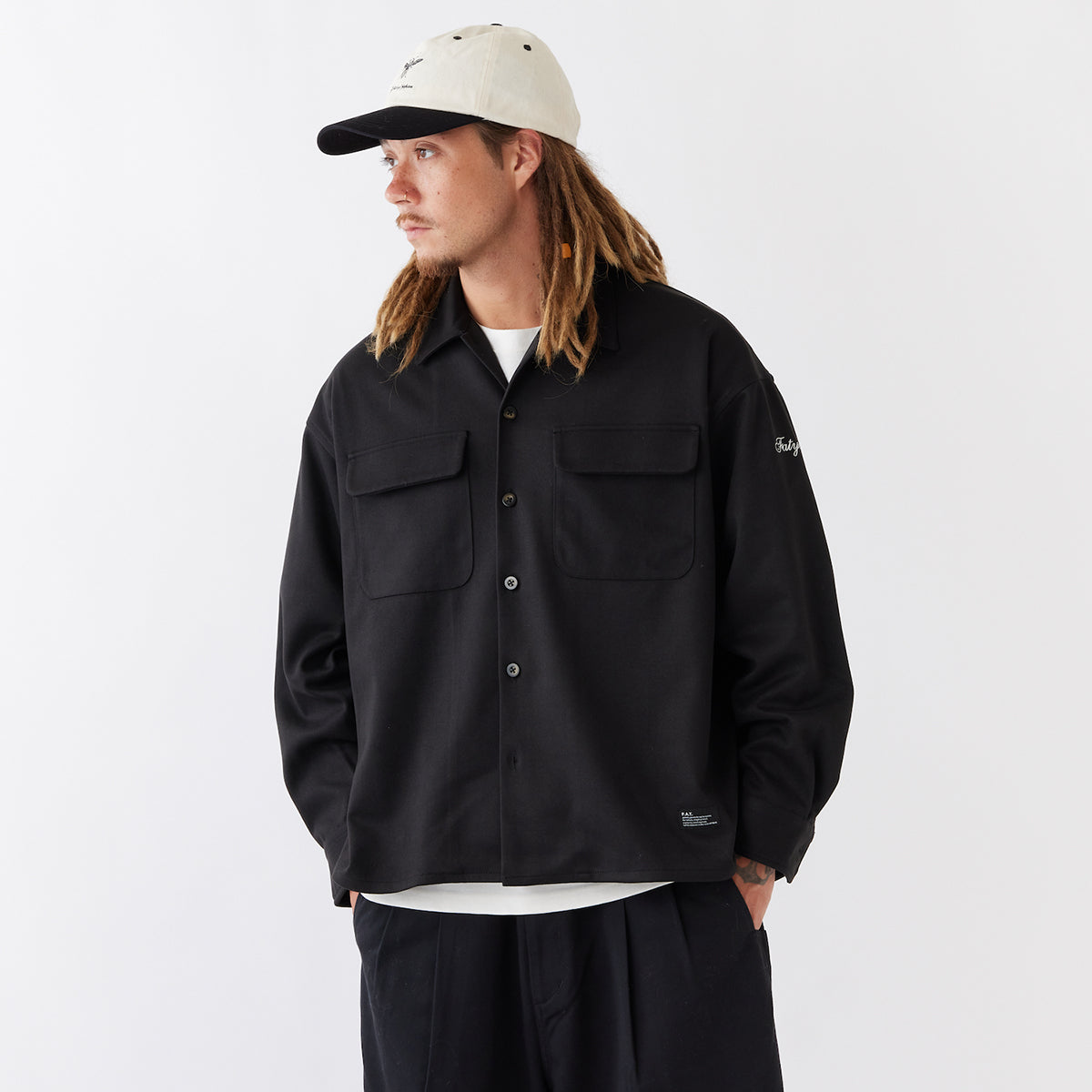 FAT WARMCROP エフエイティー ウォームクロップ F32521-SH21【メンズ シャツ ビッグシルエット 起毛感 ロゴ刺繍 25FW】