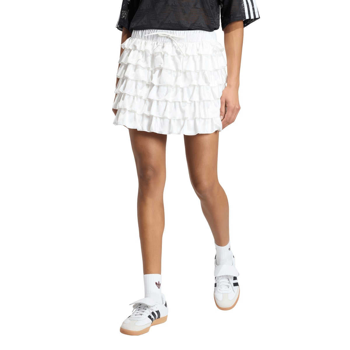 adidas originals LACE RUFFLE MINI SKIRT アディダスオリジナルス レース フリル ミニスカート DP791【レディース ミニスカート レーススカート フリルデザイン ピケ生地 26SS】