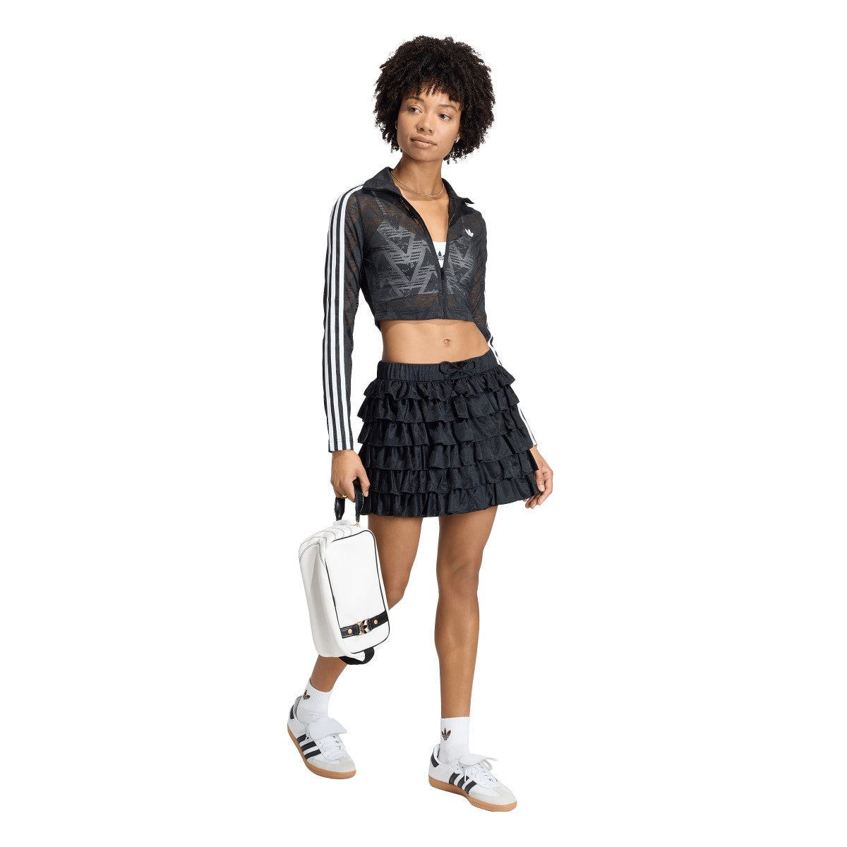 adidas originals LACE RUFFLE MINI SKIRT アディダスオリジナルス レース フリル ミニスカート DP791【レディース ミニスカート レーススカート フリルデザイン ピケ生地 26SS】