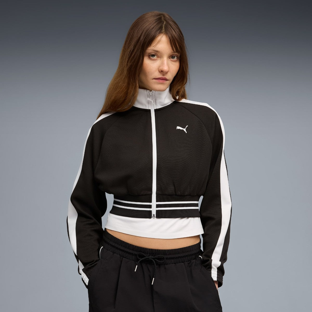 PUMA T7 PIQUE RELAXED CROPPED TRACK JACKET プーマ T7 ピケ リラックスド クロップド トラックジャケット 636779【レディース トラックジャケット メンズ スポーツジャケット ストリートジャケット 26SS】