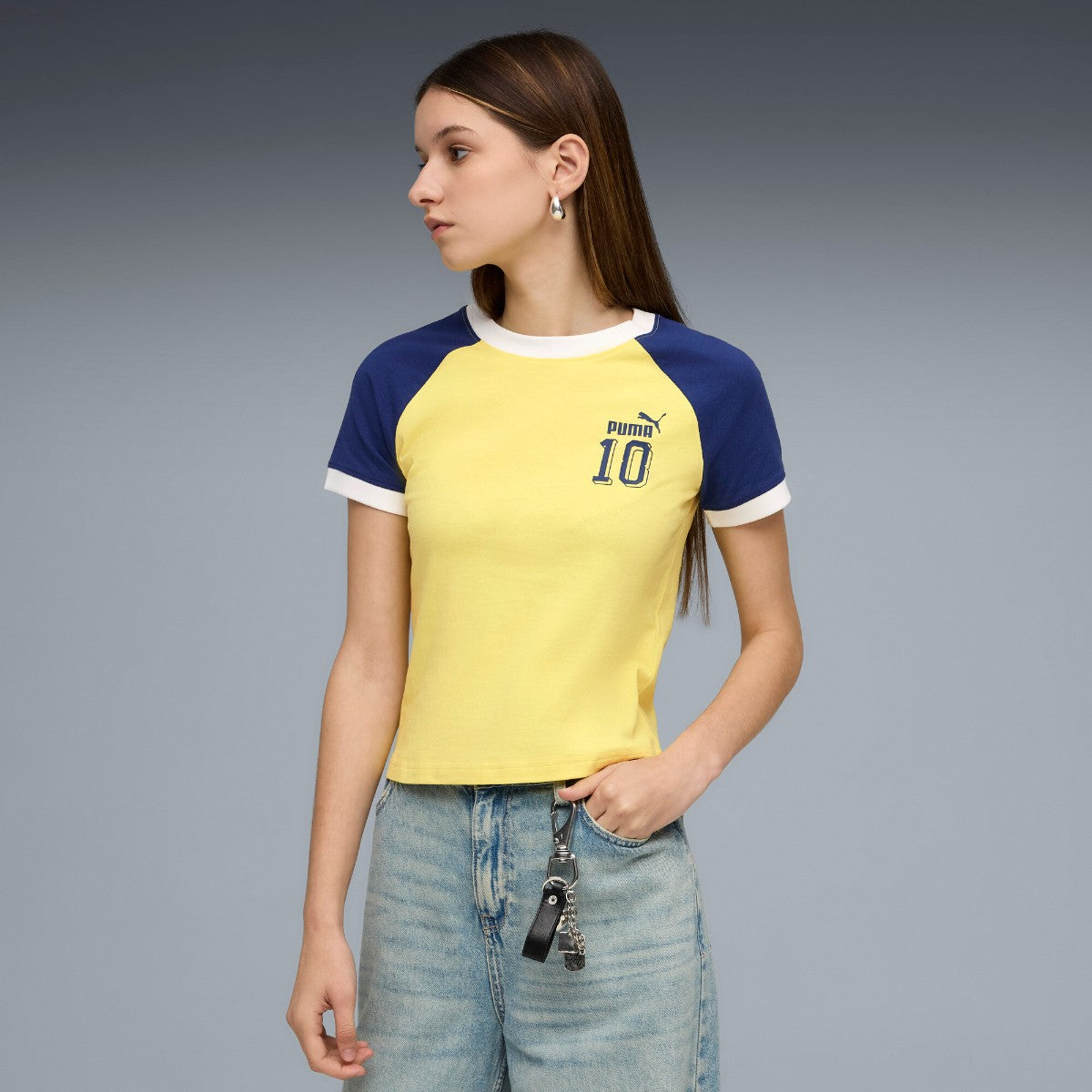 PUMA FUTURE.PUMA.ARCHIVE SLIM SHORT RINGER T-SHIRT プーマ フューチャー プーマ アーカイブ スリム ショート リンガー Tシャツ 636790【レディース リンガーTシャツ シングルジャージ素材 クルーネック 26SS】