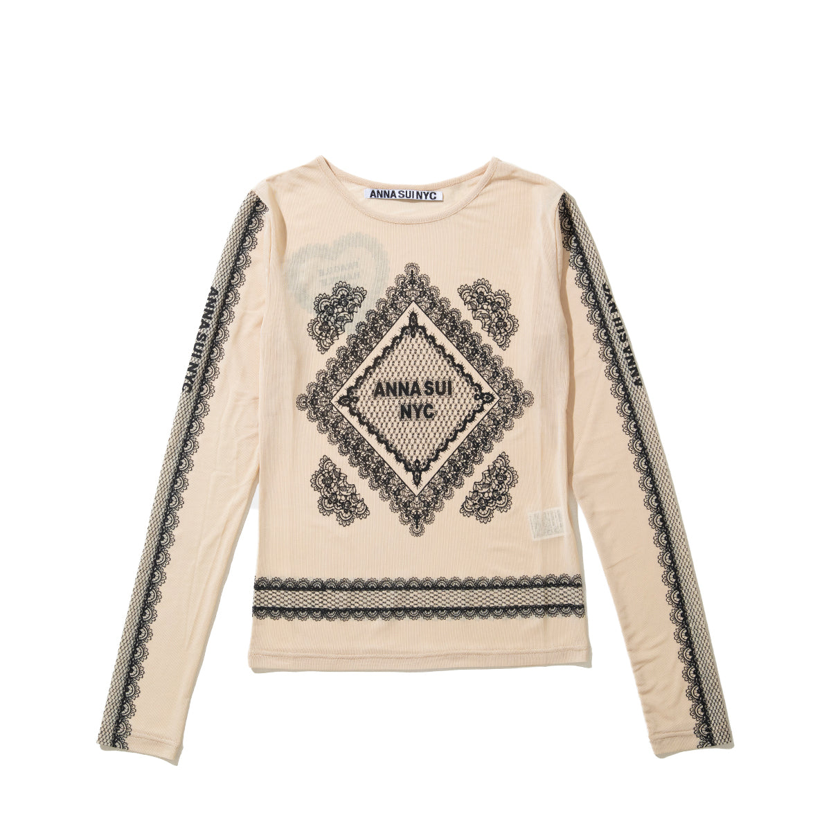 ANNA SUI NYC RACE PRINT SHEER TOP アナスイ エヌワイシー レースプリントシアートップス 16112356【レディース シアートップス 長袖 レースプリント レイヤード 透け感 26SS】