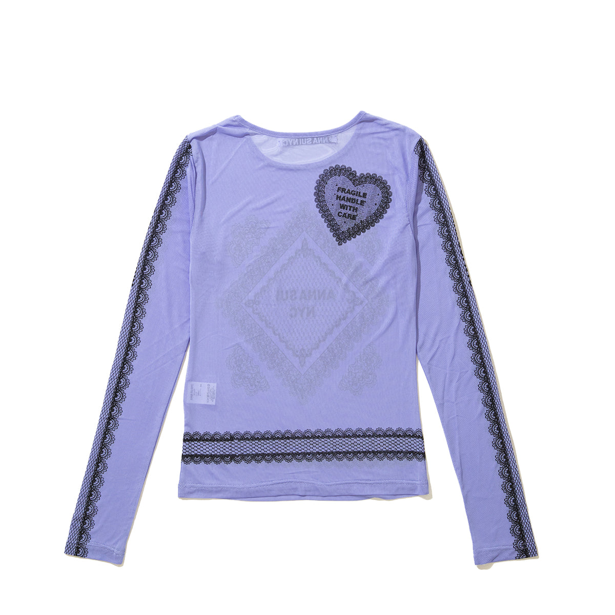 ANNA SUI NYC RACE PRINT SHEER TOP アナスイ エヌワイシー レースプリントシアートップス 16112356【レディース シアートップス 長袖 レースプリント レイヤード 透け感 26SS】