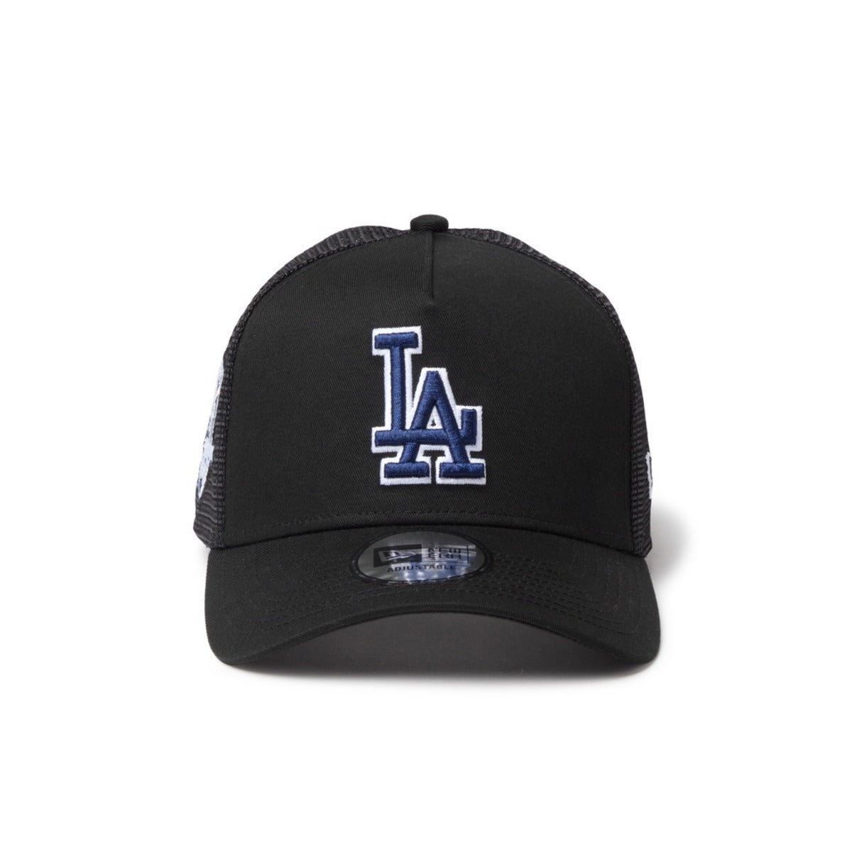 NEW ERA LOS ANGELES DODGERS 50TH ANNIVERSARY SIDE PATCH 9FORTY A-FRAME TRUCKER ニューエラ サイド パッチ ナイン フォーティ エーフレーム トラッカー 14744914-108【メンズ メッシュキャップ カーブドバイザー 26FW】