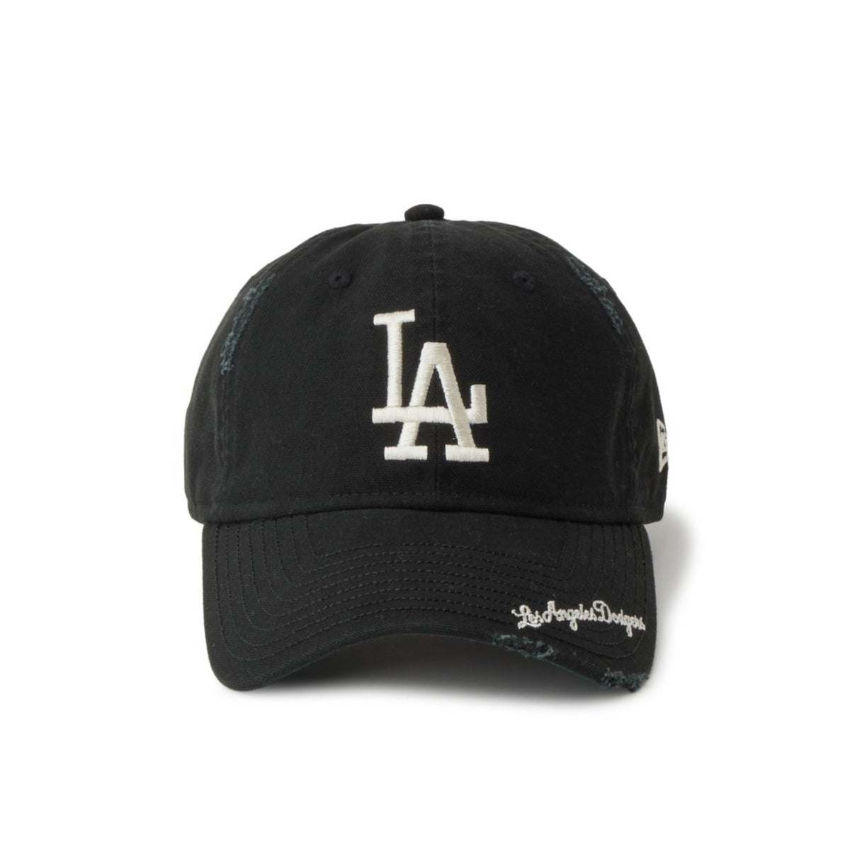NEW ERA LOS ANGELES DODGERS VISOR LOGO 9TWENTY ニューエラ ロサンゼルス ドジャース バイザー ロゴ 9TWENTY 14745079【メンズ ロゴ刺繍 ダメージ加工 コットン 26SS】