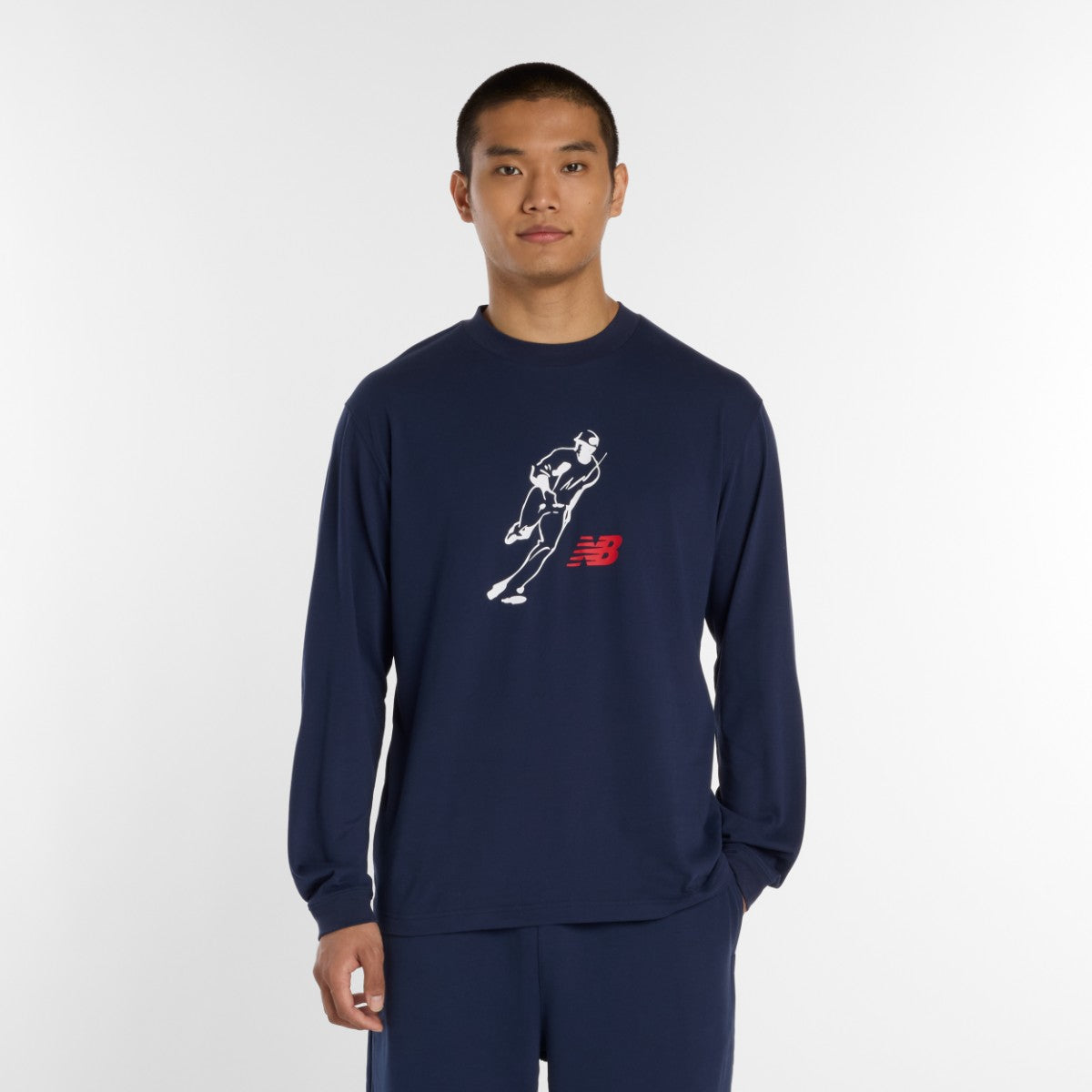 New Balance 大谷翔平 Always On Logo Long Sleeve T-Shirt ニューバランス 大谷翔平オールウェイズオンロゴ長袖Tシャツ MT6129G【メンズ 長袖 速乾素材 クルーネック コットンブレンド 26SS】