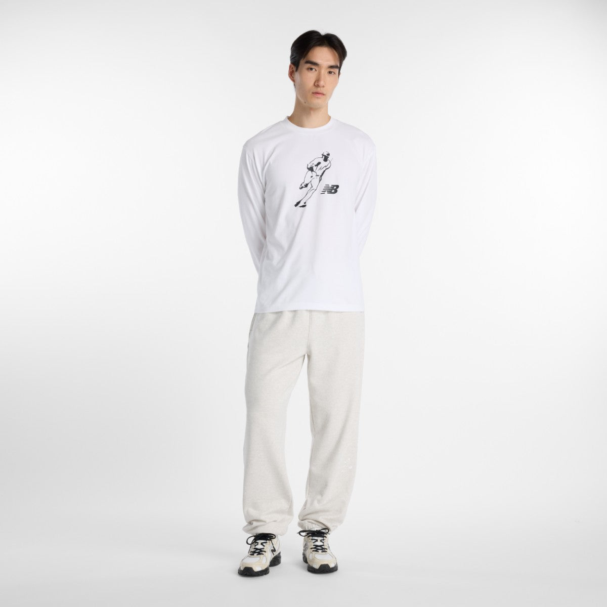 New Balance 大谷翔平 Always On Logo Long Sleeve T-Shirt ニューバランス 大谷翔平オールウェイズオンロゴ長袖Tシャツ MT6129G【メンズ 長袖 速乾素材 クルーネック コットンブレンド 26SS】