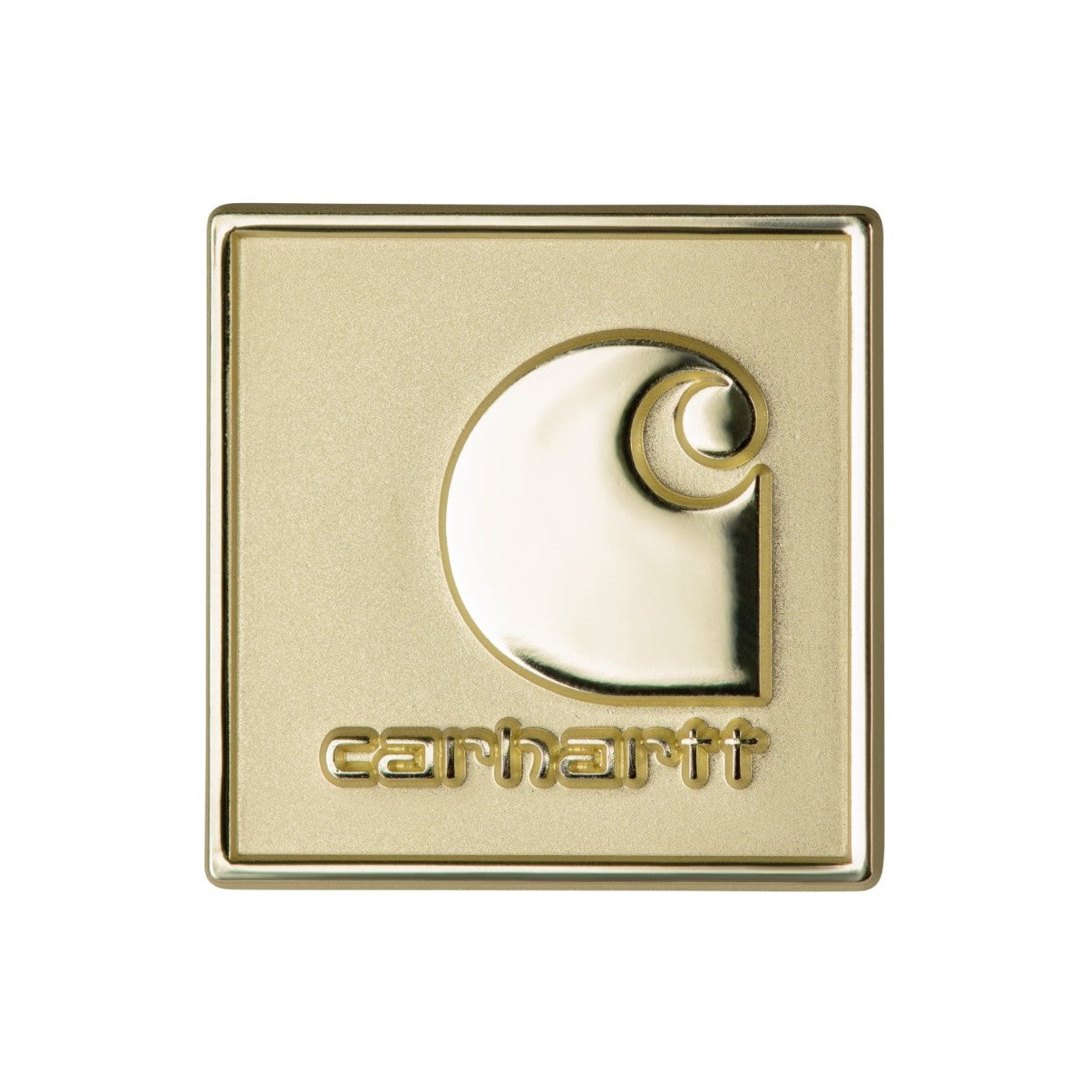 Carhartt WIP SQUARE LABEL PIN カーハートワークインプログレス スクエアラベルピン I036602【メンズ 金属ピン バタフライピン メッキ加工 亜鉛合金 エンボス加工 26SS】