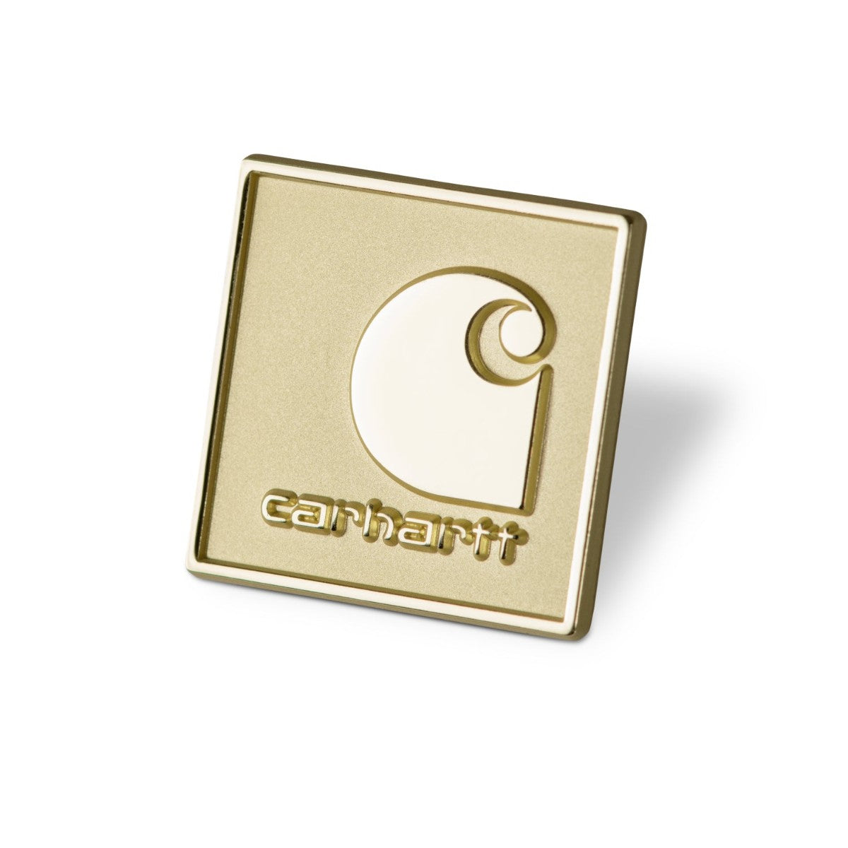 Carhartt WIP SQUARE LABEL PIN カーハートワークインプログレス スクエアラベルピン I036602【メンズ 金属ピン バタフライピン メッキ加工 亜鉛合金 エンボス加工 26SS】