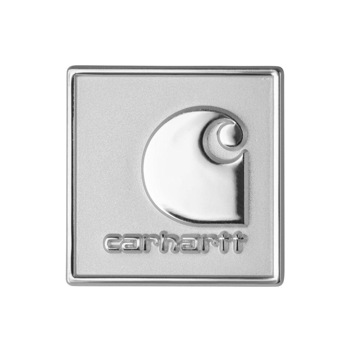 Carhartt WIP SQUARE LABEL PIN カーハートワークインプログレス スクエアラベルピン I036602【メンズ 金属ピン バタフライピン メッキ加工 亜鉛合金 エンボス加工 26SS】