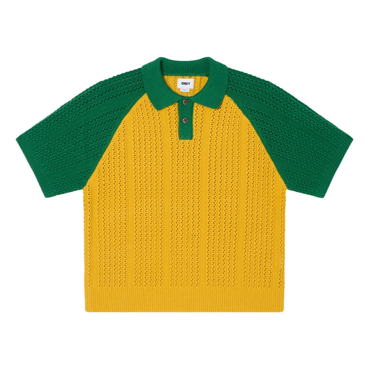 OBEY ABEL POLO SWEATER オベイ アベル ポロ セーター 151000119【メンズ ポロシャツ リラックスフィット ボタン 26SS】