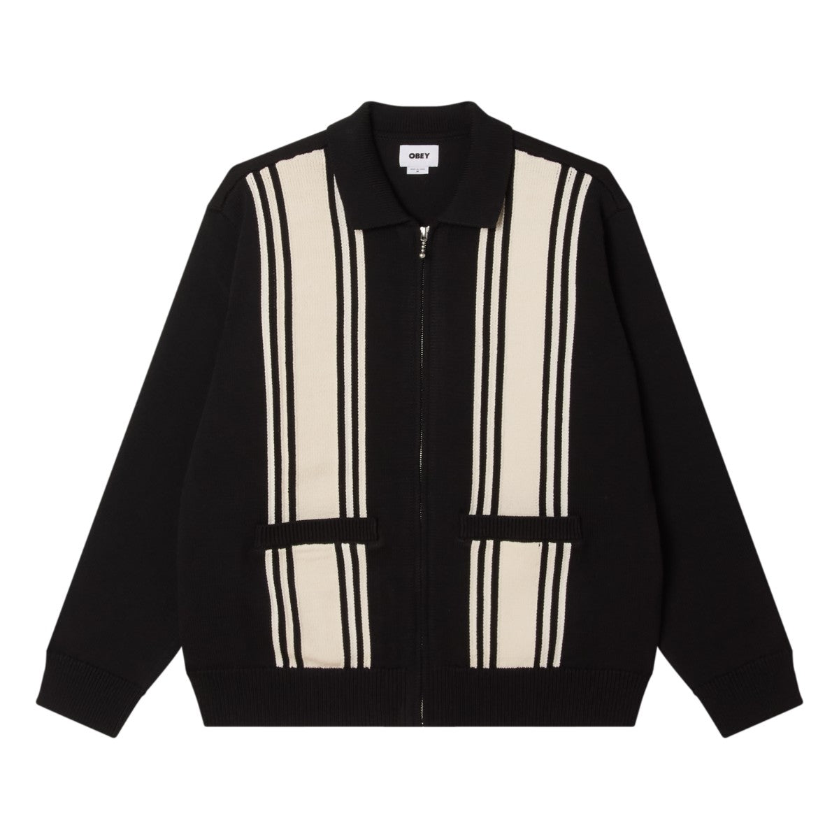 OBEY MATT ZIP UP SWEATER オベイ マット ジップアップ セーター 151010046【メンズ フロントジップ ニットジャケット レギュラーフィット 26SS】