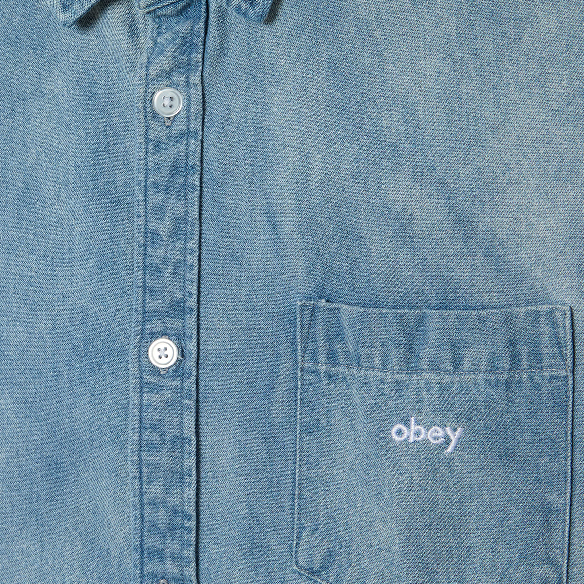 OBEY OWENS DENIM SS SHIRT オベイ オーウェンズ デニム ショートスリーブ シャツ 181210451【メンズ コットン100% リラックスシャツ 半袖 26SS】