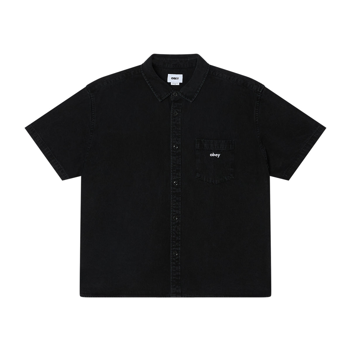 OBEY OWENS DENIM SS SHIRT オベイ オーウェンズ デニム ショートスリーブ シャツ 181210451【メンズ コットン100% リラックスシャツ 半袖 26SS】