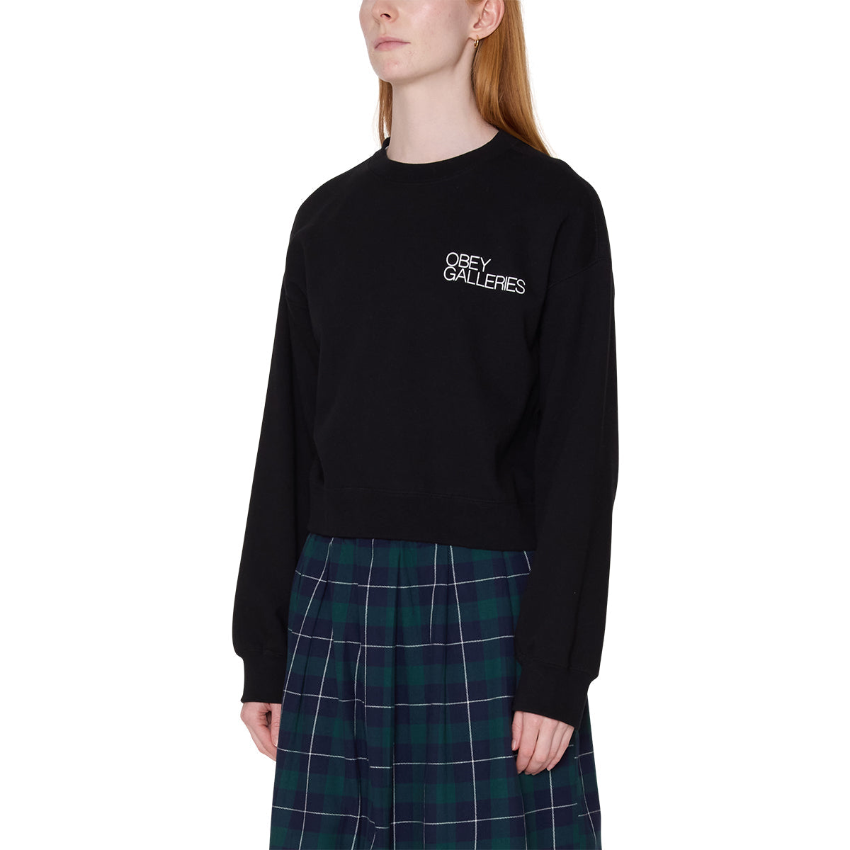 OBEY GALLERIES CROPPED CREWNECK オベイ ギャラリーズ クロップド クルーネック 211600163【レディース スウェット クルーネック リラックス 26SS】